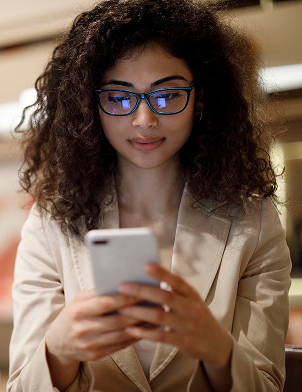 A woman on her phone