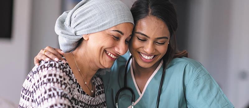 Cancer patient with nurse