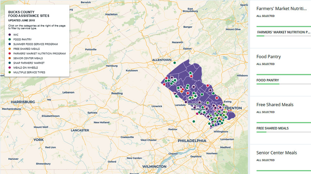 Bucks County Food Assistance Sites Map