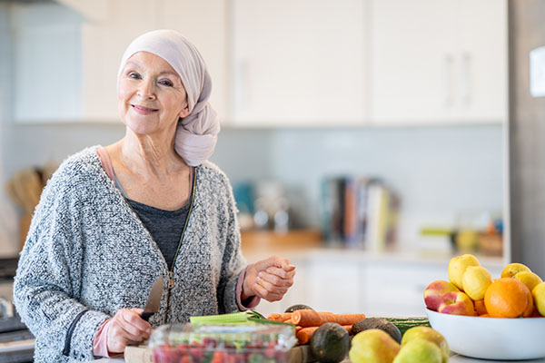 cancer patient in kitchen