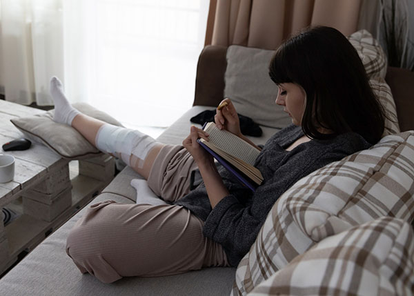 Woman on sofa